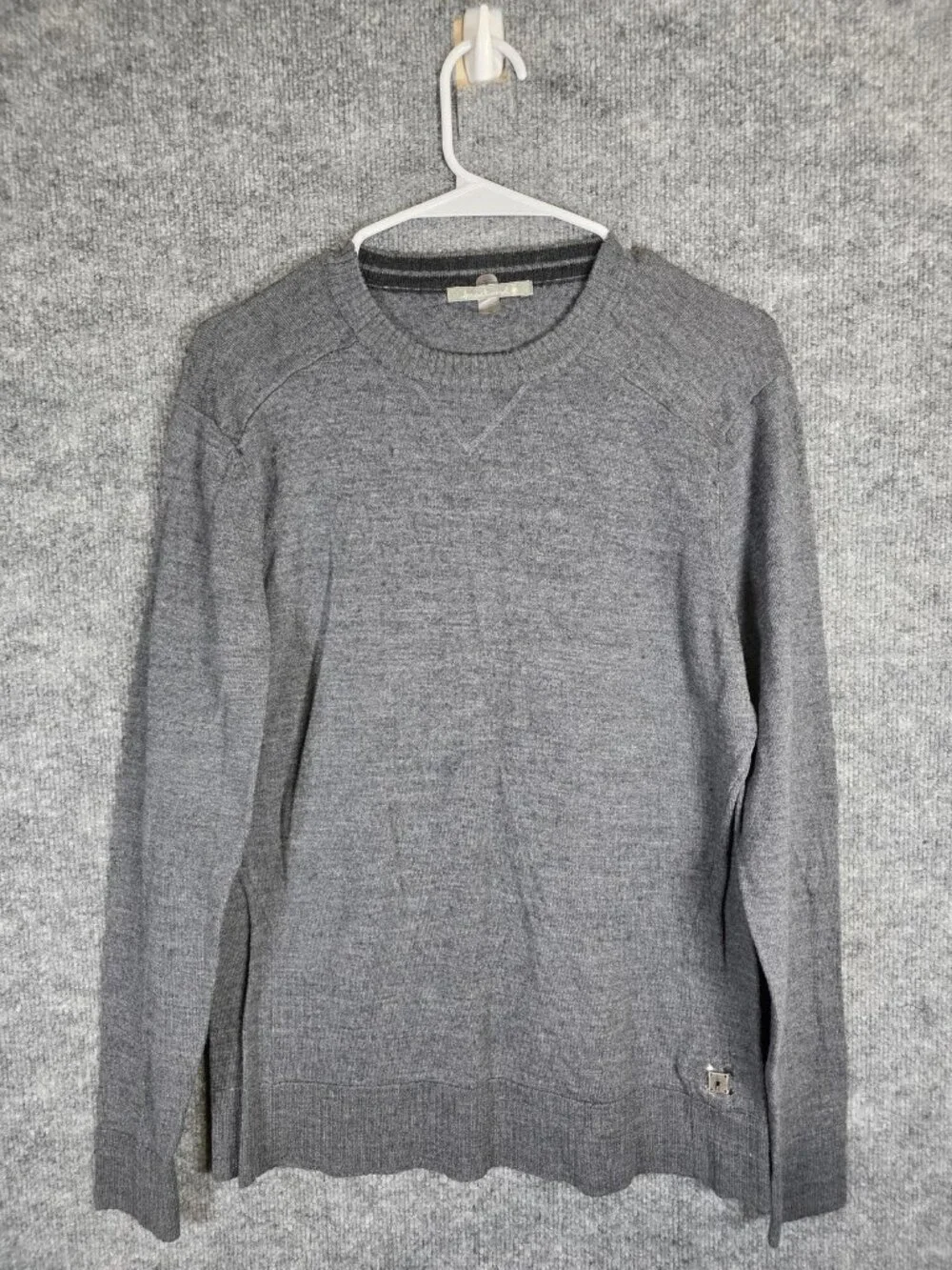 Smartwool Sweater Men M Gray sparwood Merino Wool Blend Crewneck Pullover Damage